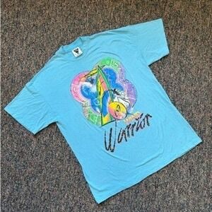 Vintage 80s SSI Wind Warrior Graphic Shirt XL Blue Graphic Tee Men's Made in USA